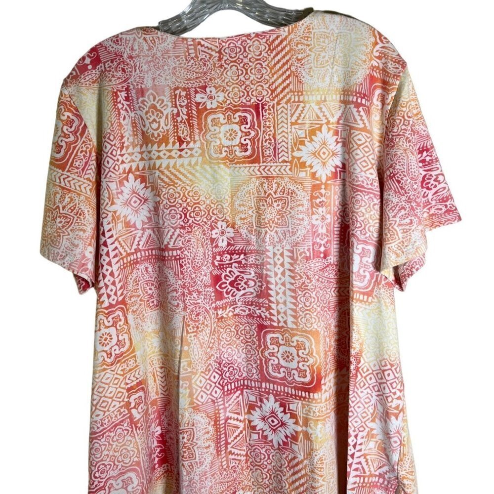 Alfred Dunner Women's Top Beaded Floral Pattern Orange & White Size 1X - Picture 9 of 10